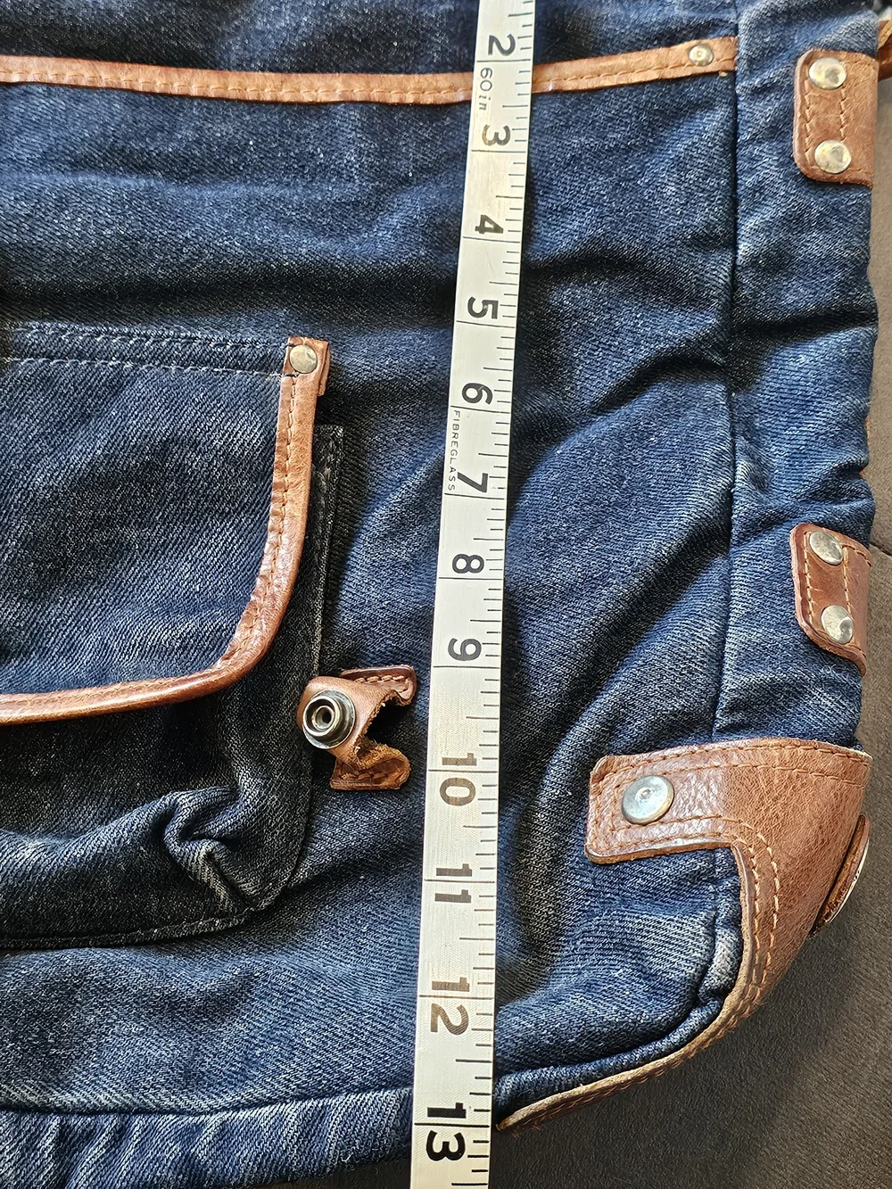 WILL LEATHER GOODS Hopper Denim & Leather Messenger Bag w/ Removable Laptop Case